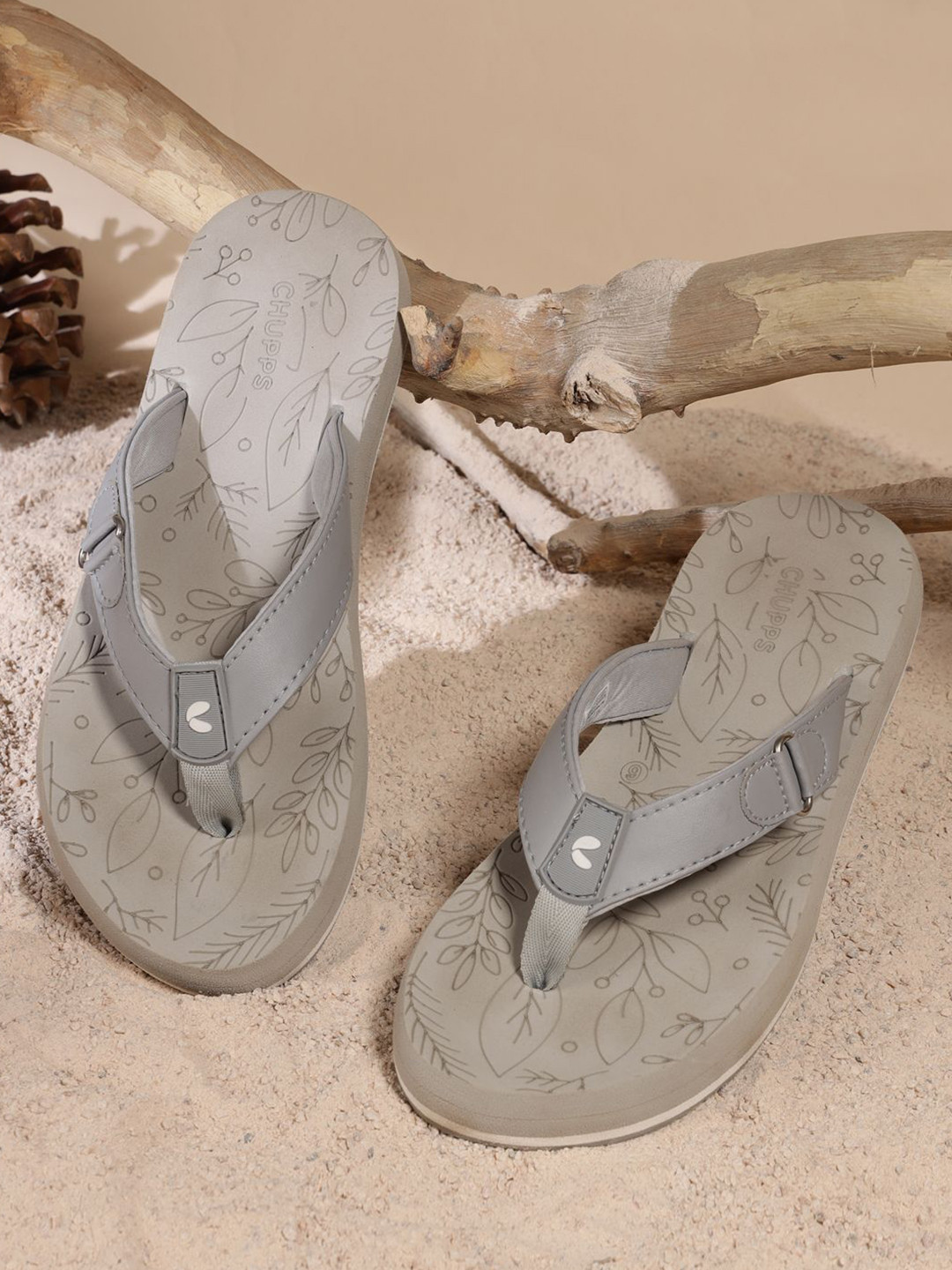 CHUPPS Womens Grey Spring Doctor Ultra soft Ortho Slipper Flipflop