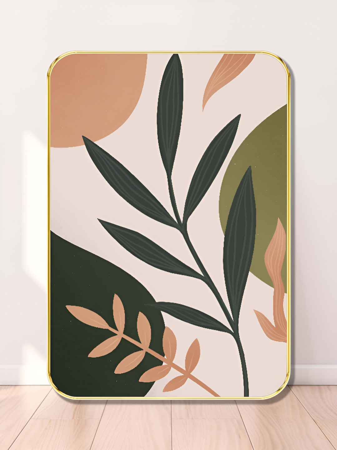 SAF Green And Beige Wood Floral and Botanical Wall Paintings