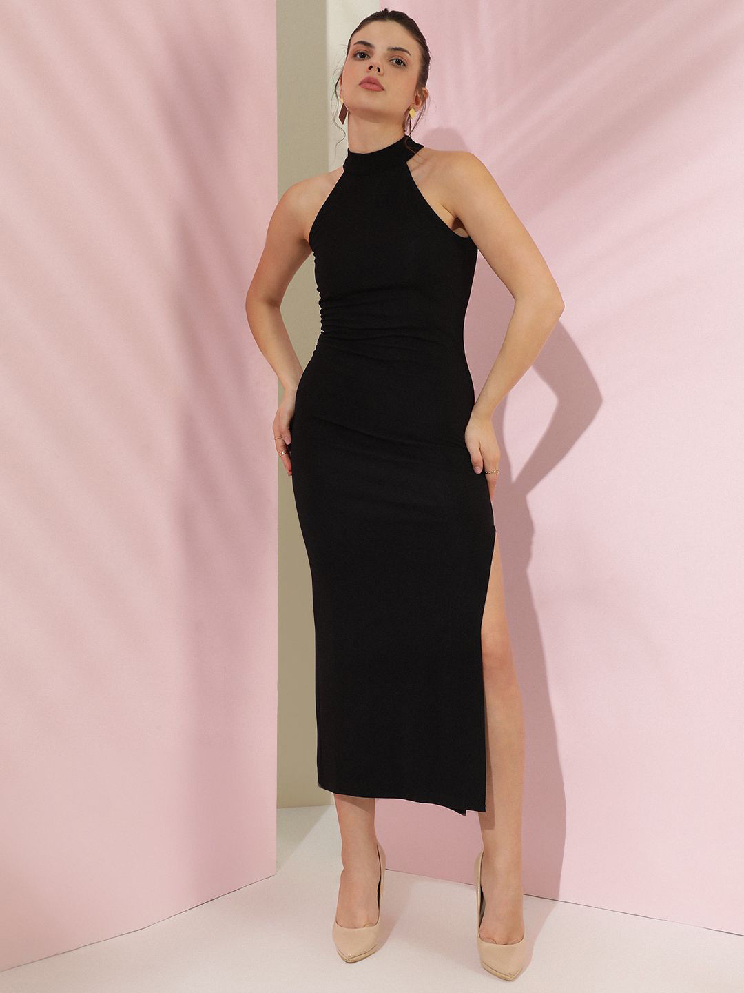 Stylecast X Kotty Women Side Slit Bodycon Midi Dress