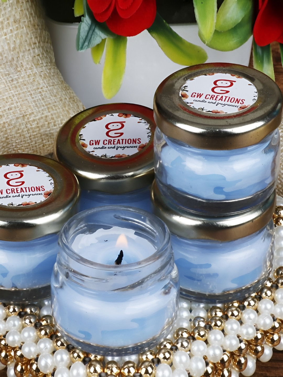 Aura Cylindrical Scented 1 Wick Scented Solid Geometric Regular Jar Candles