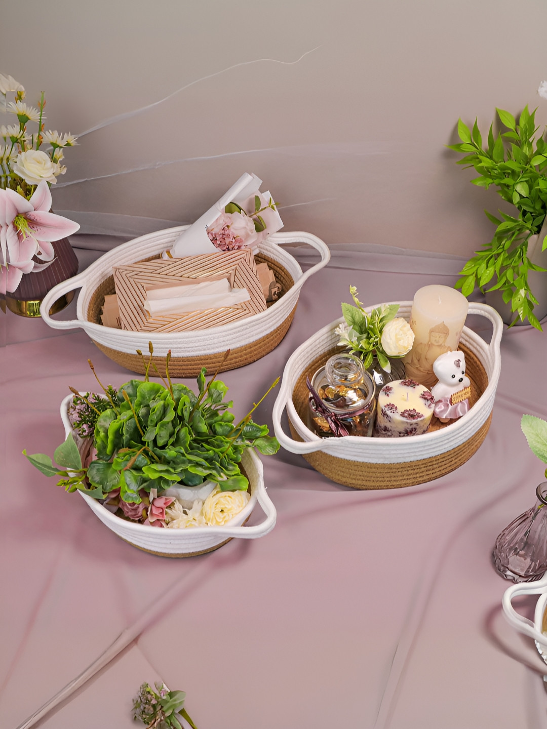 Art Street Jute Round Shape Foldable Gift Basket