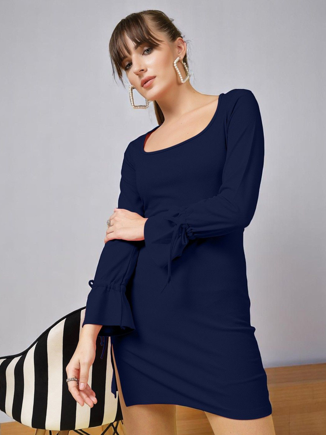 OOMPH! FACTOR Women Bell Sleeve Bodycon Dress