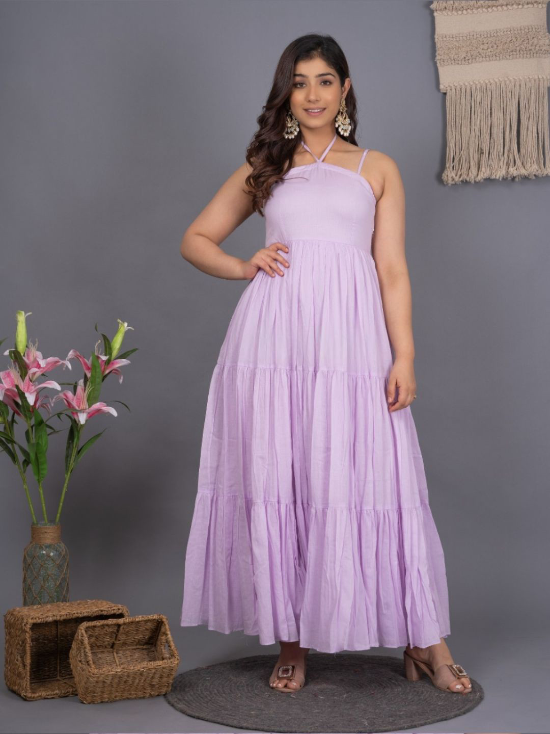 KAJODI Mauve Long Cotton Dress