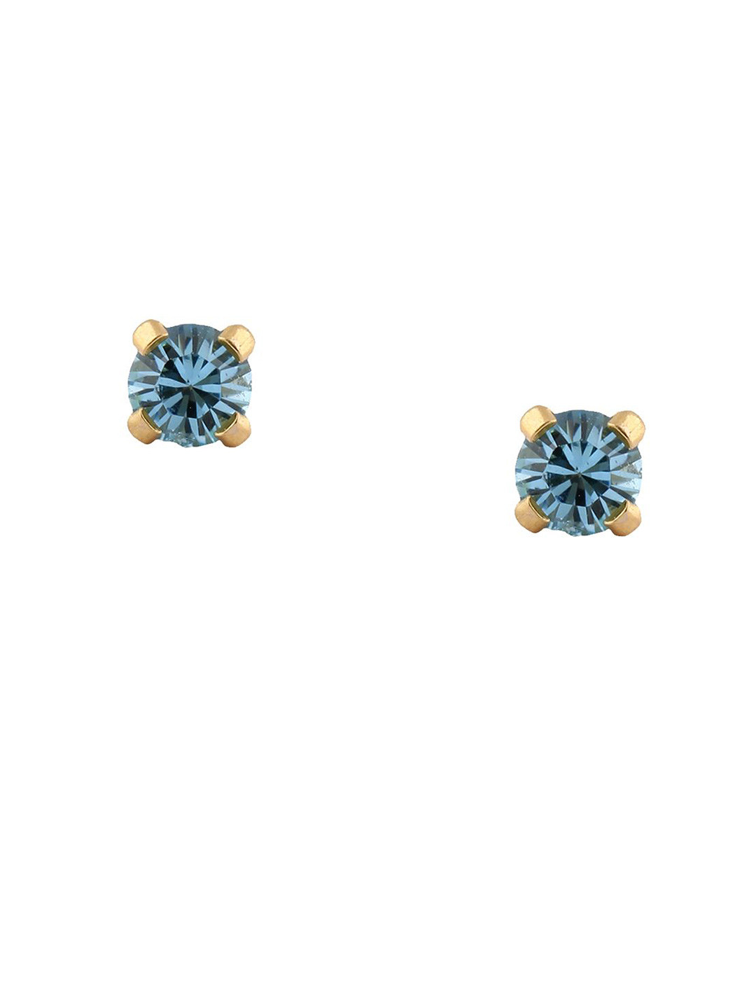 STUDEX 24K Pure Gold Plated Stainless Steel Aquamarine Studded Circular Shaped Studs
