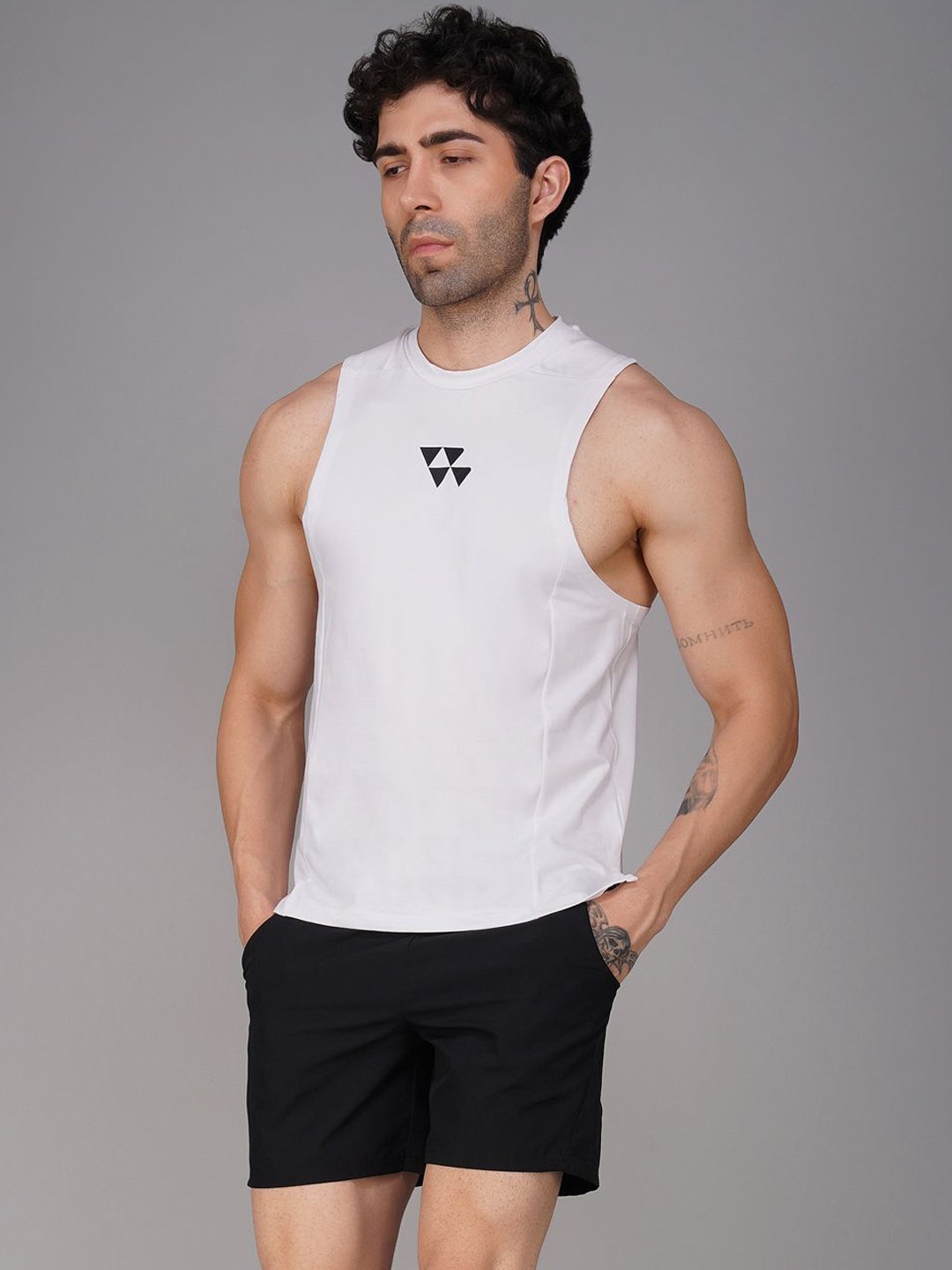 Brauch Training Club Printed Sleeveless Gym Vest M-VEST-TRAININGCLUB-WHT-S