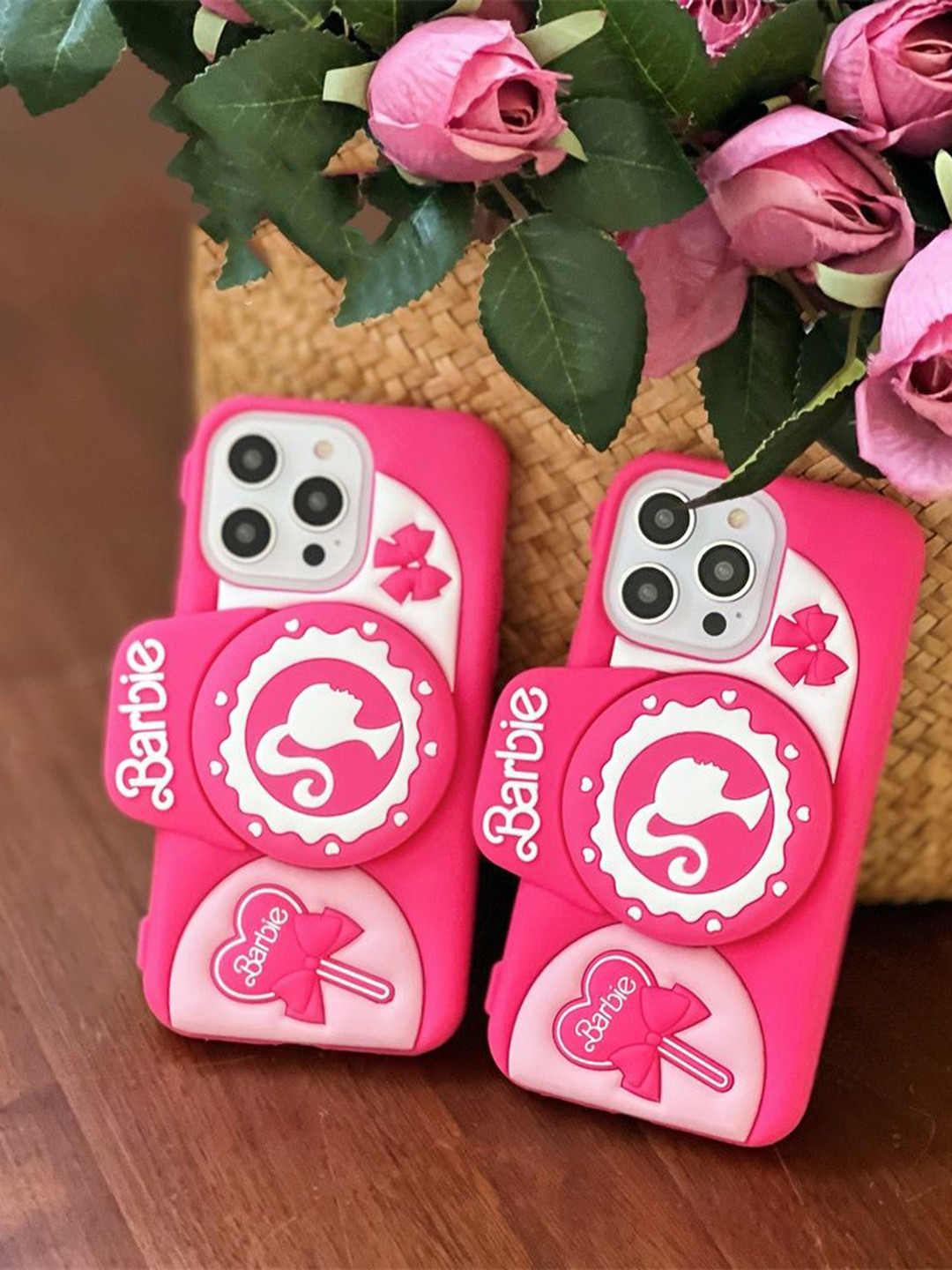 CASE CREATION iPhone 15 Pro Barbie 3D Cute Camera Holder Bumper Case