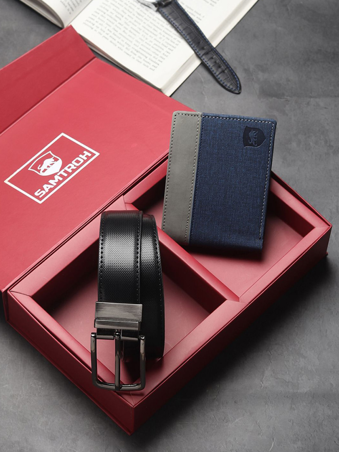 SAMTROH Men Wallet & Belt Combo Accessory Gift Set