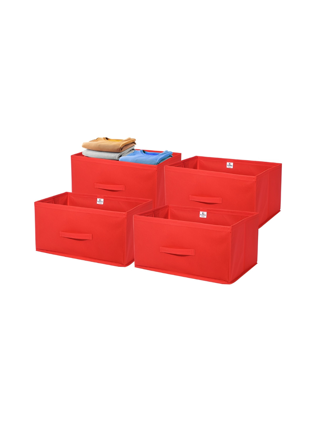 Aura 4 Pcs Red Non Woven Drawer Foldable Cloth Storage Organiser Wardrobe Box