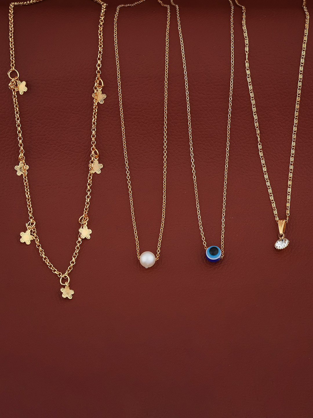 BHUMI09 Set Of 4 Gold-Plated Beaded Chains