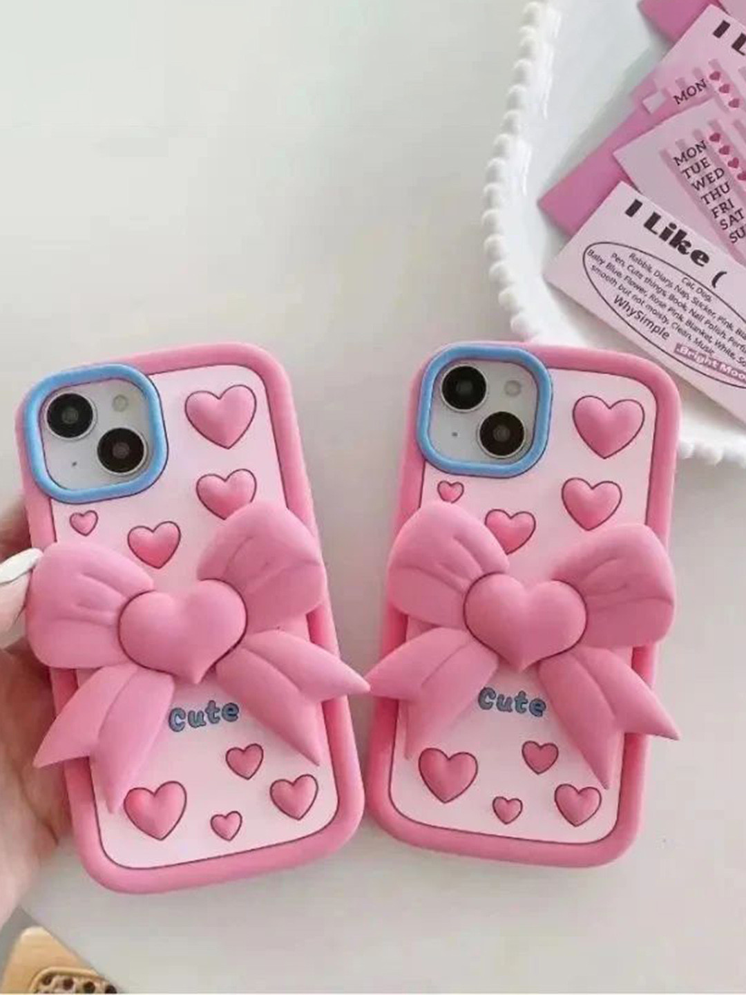 CASE CREATION iPhone 14 Pro 3D Love Cute Heart Butterfly Back Case