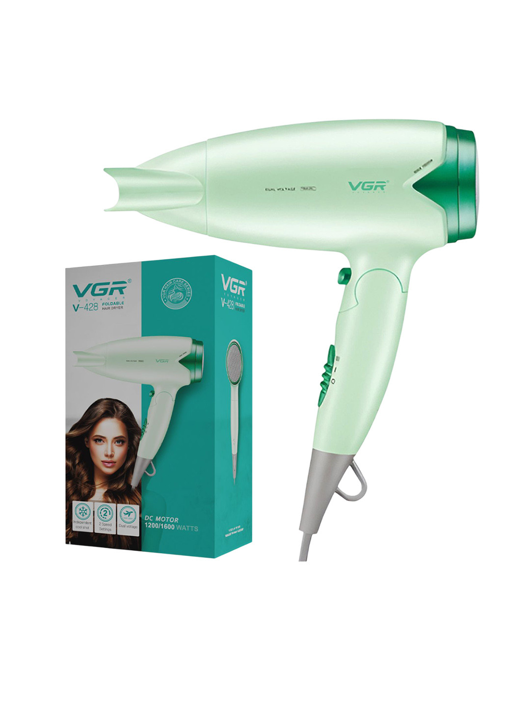 VGR V-428 Foldable Hair Dryer - Green