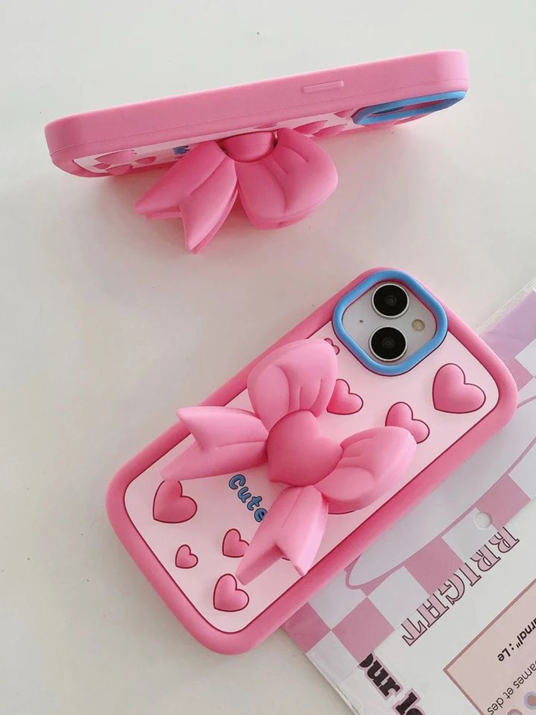 CASE CREATION iPhone 15 Plus 3D Love Cute Heart Butterfly Back Case