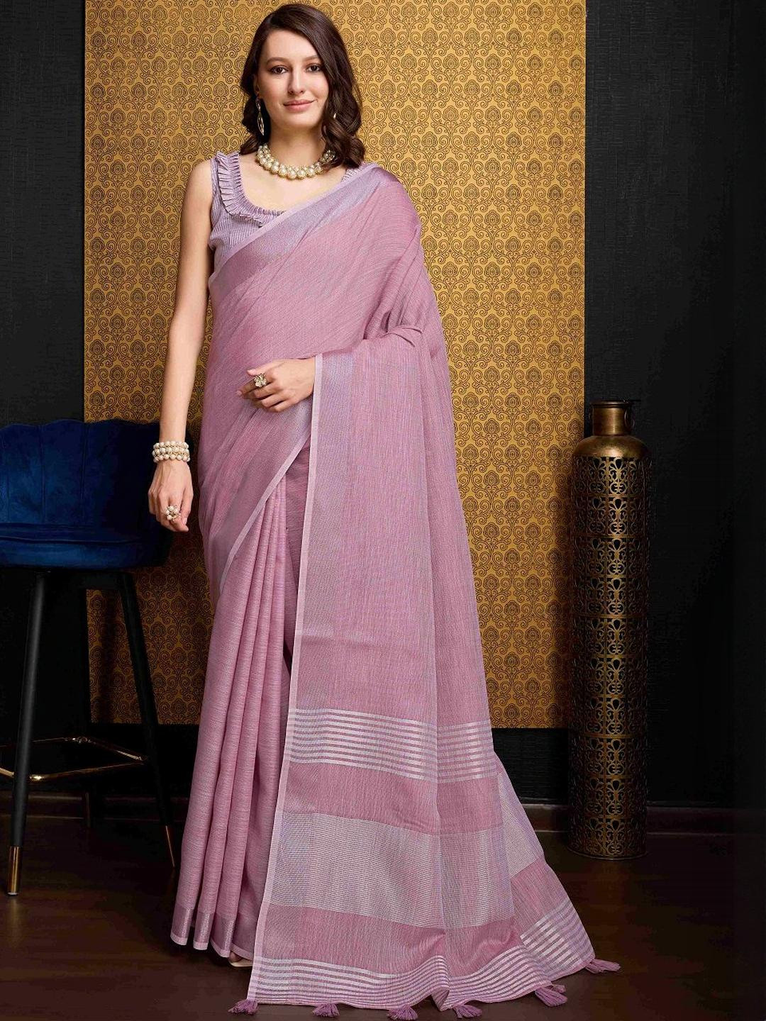 KALINI Zari Pure Linen Saree