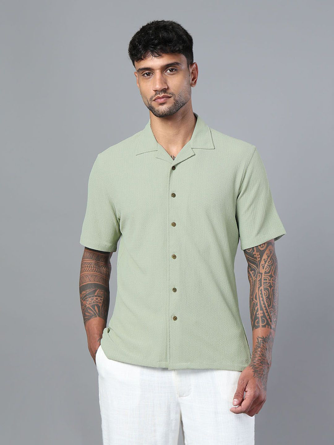DON VINO Slim Fit Cuban Collar Cotton Casual Shirt