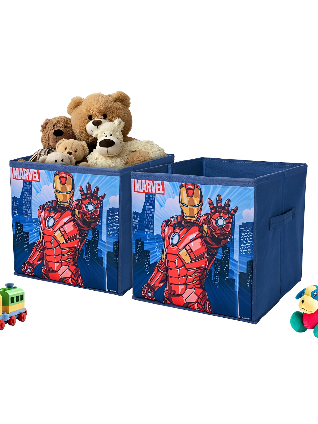 Aura Navy Blue 2 Pieces Marvel Ironman Printed Wardrobe Drawer Organisers with Handle