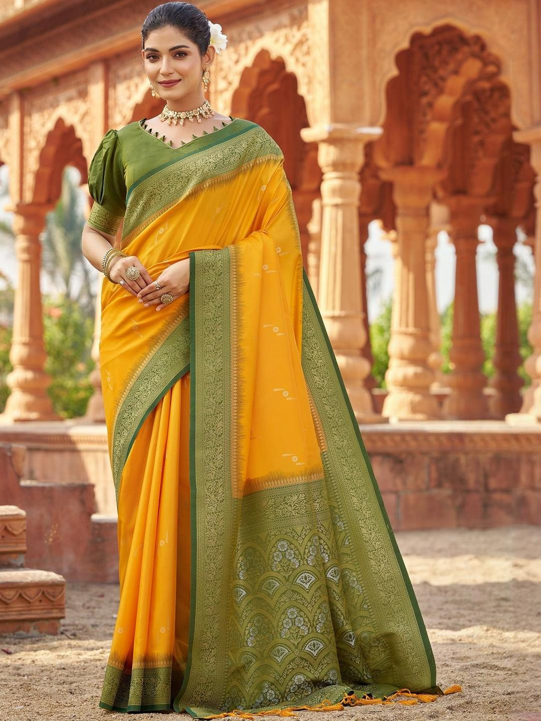 KALINI Yellow Banarasi Sarees
