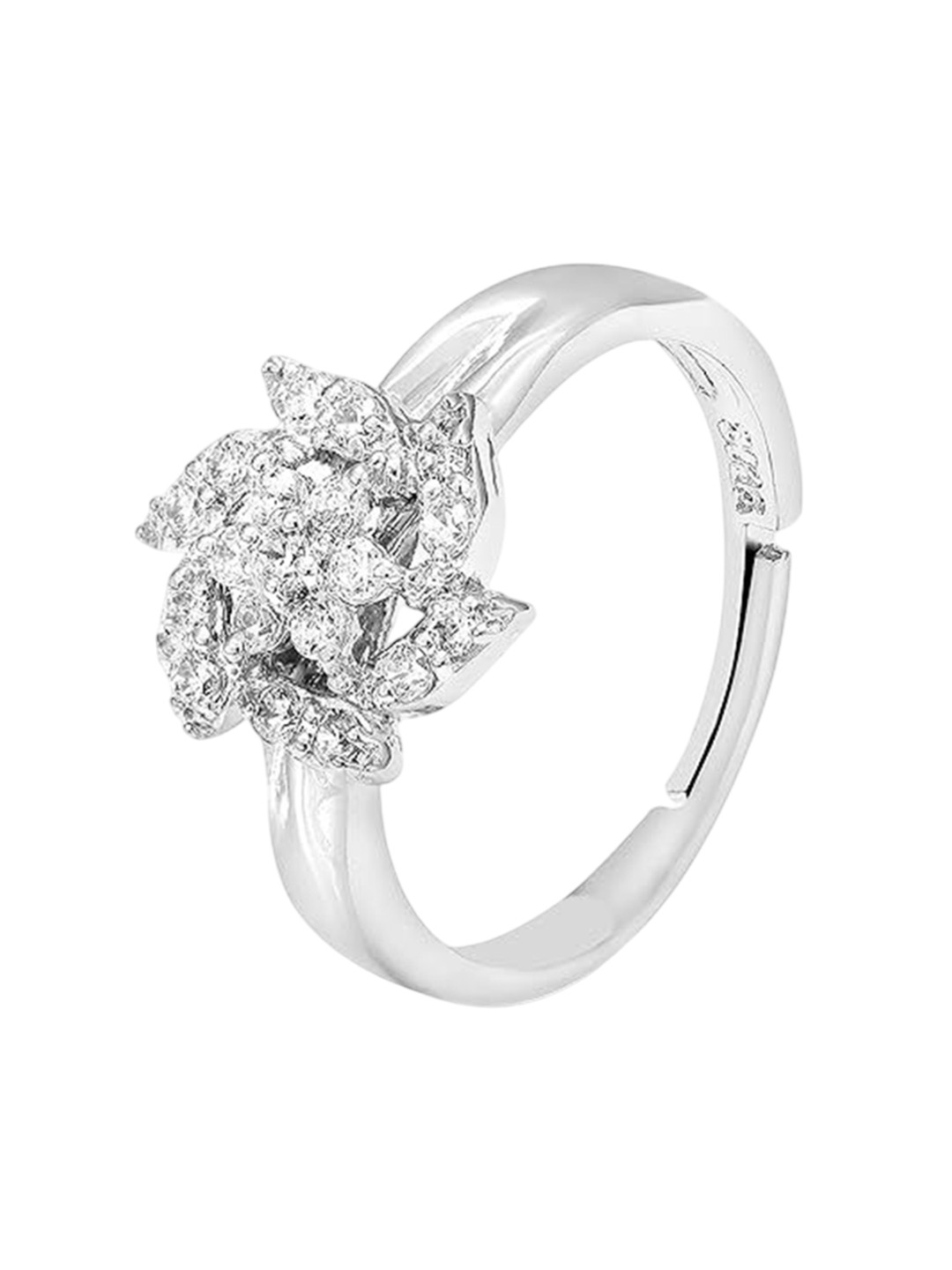 Moneekar Jewels Platinum-Plated Cubic Zirconia Stone-Studded Finger Ring