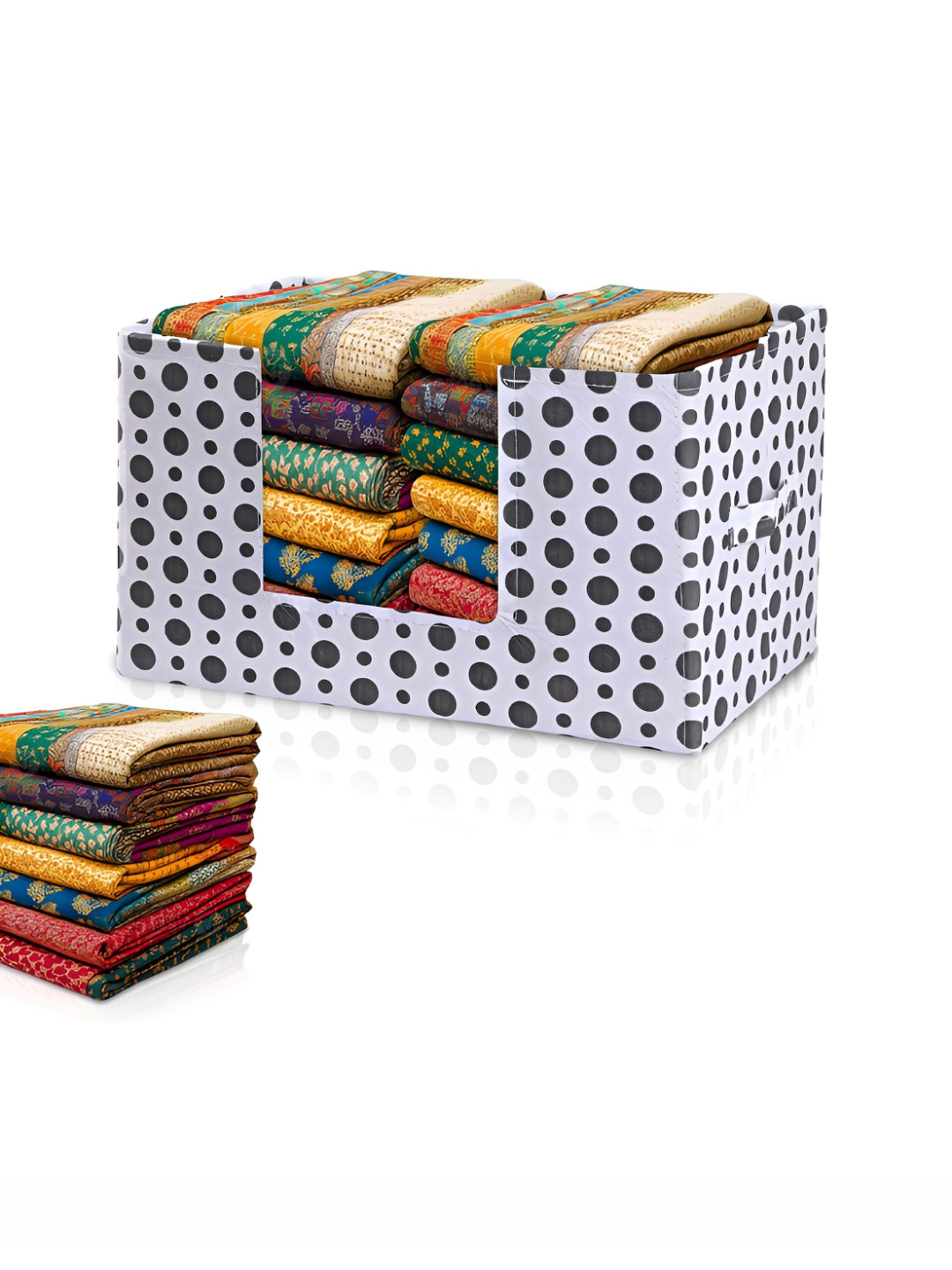 Aura White & Black Polka Dot Printed Drawer Organiser