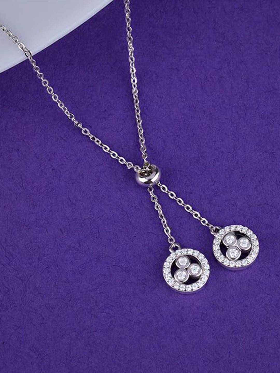 GIVA Silver Duo Spark Necklace