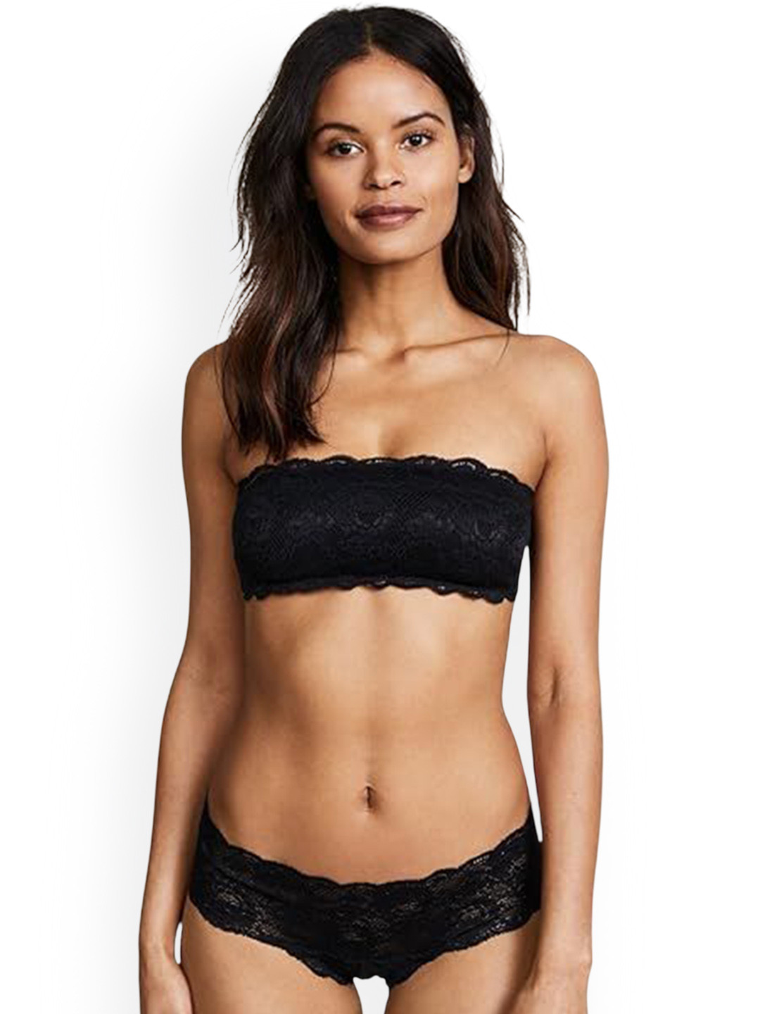 BRACHY Half Coverage Non-Wired Lightly Padded Lingerie Set BCA_LACETUBESET-28B-Black