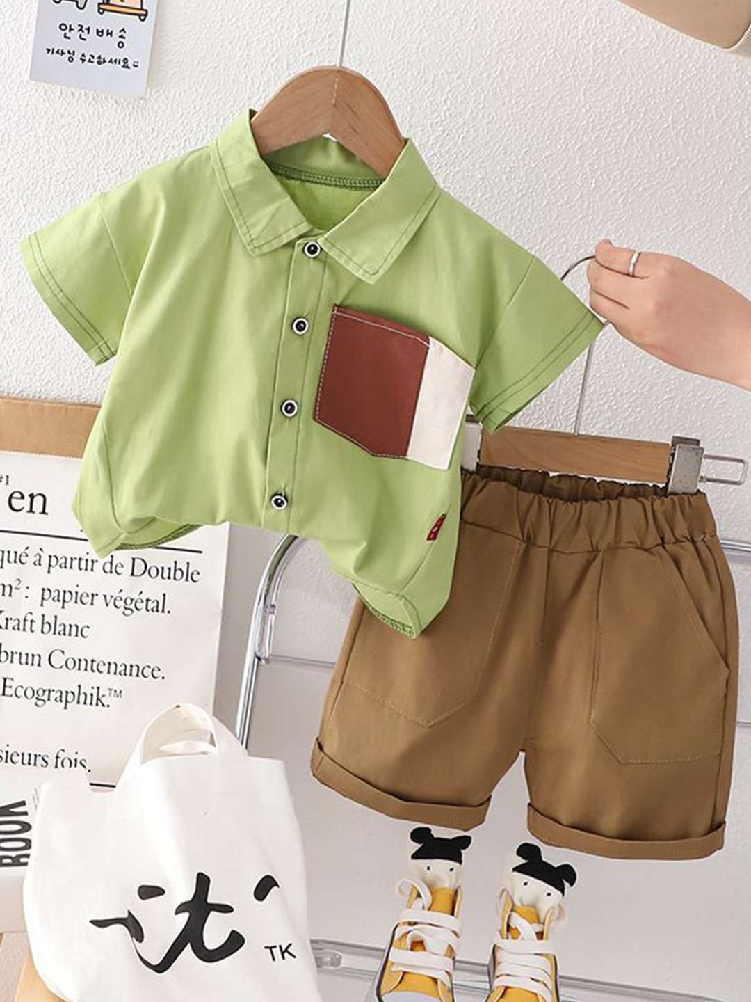 POP STREET KIDS Boys Self Design shirt With Shorts