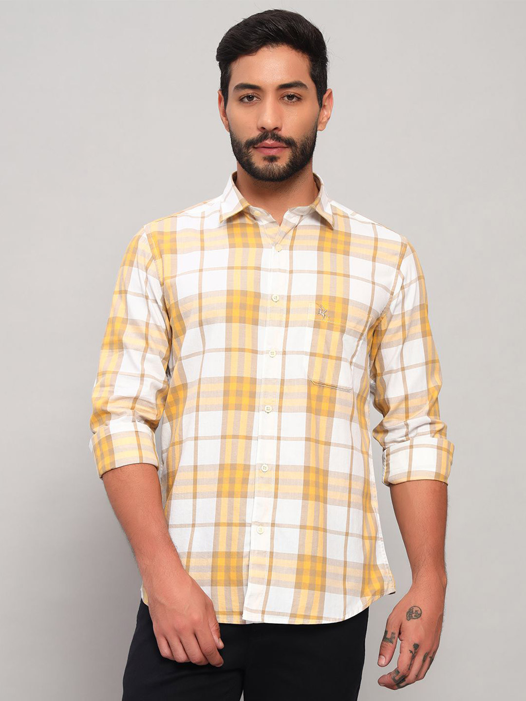 Cantabil Original Tartan Checked Cotton Casual Shirt