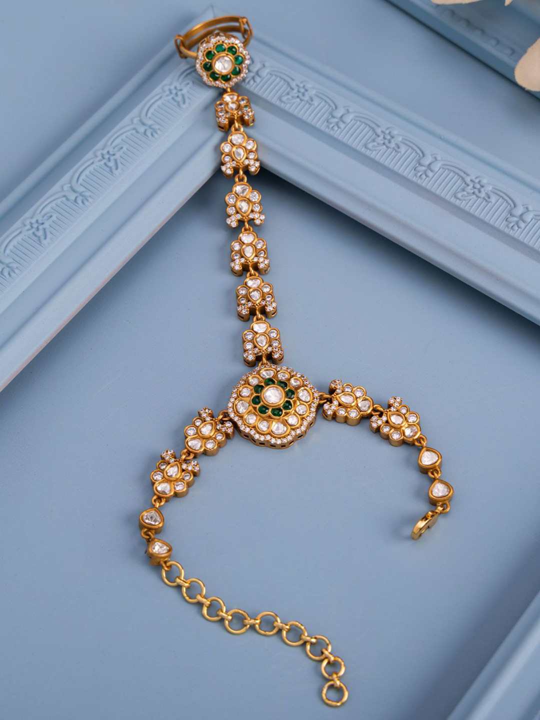 Kushal's Fashion Jewellery Women Gold-Plated Victorian-Plated Ethnic Kundan Hathpan