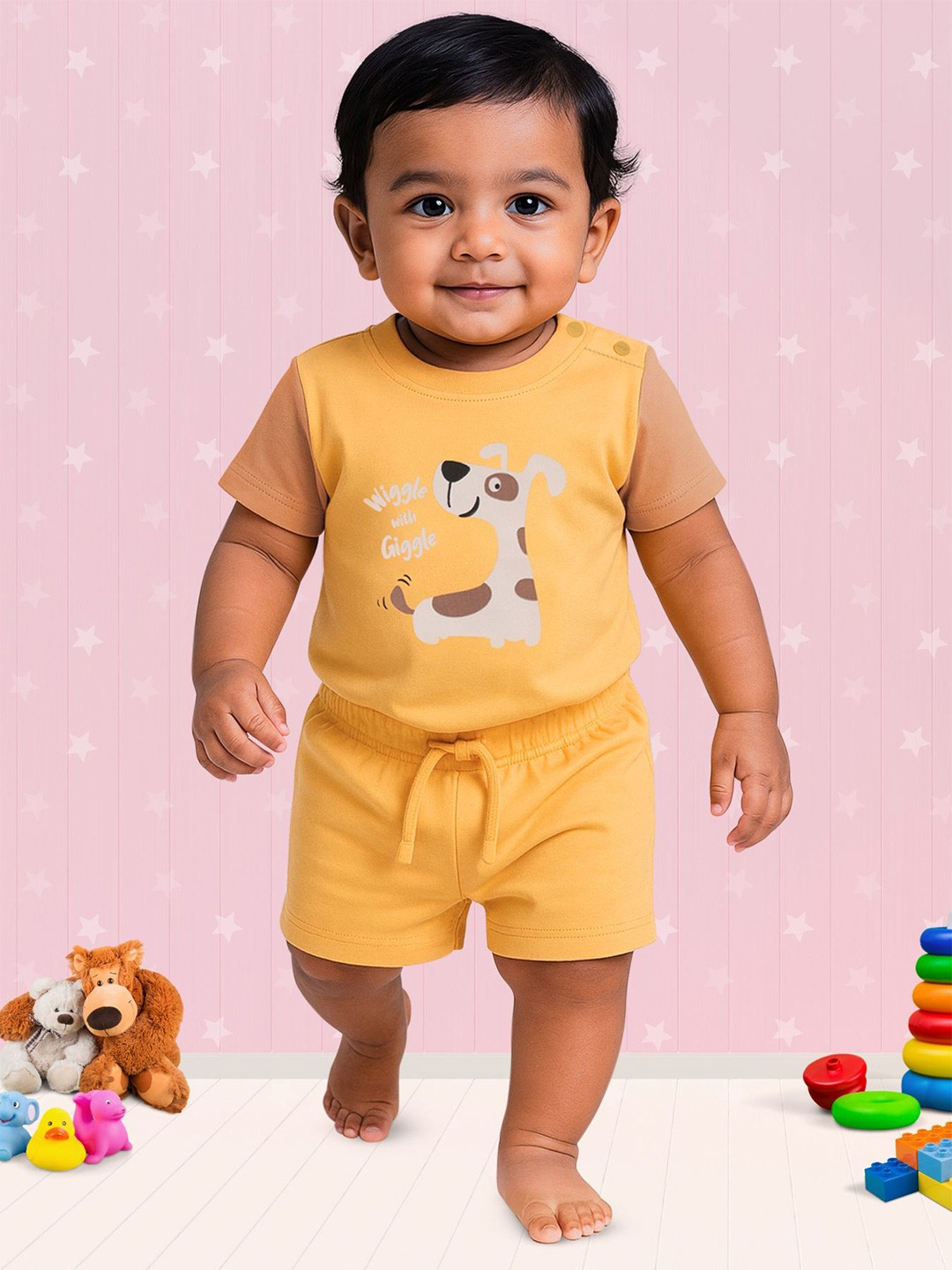 Nuego Infants Boys Animal Print Pure Cotton T-Shirt with Shorts Clothing Set