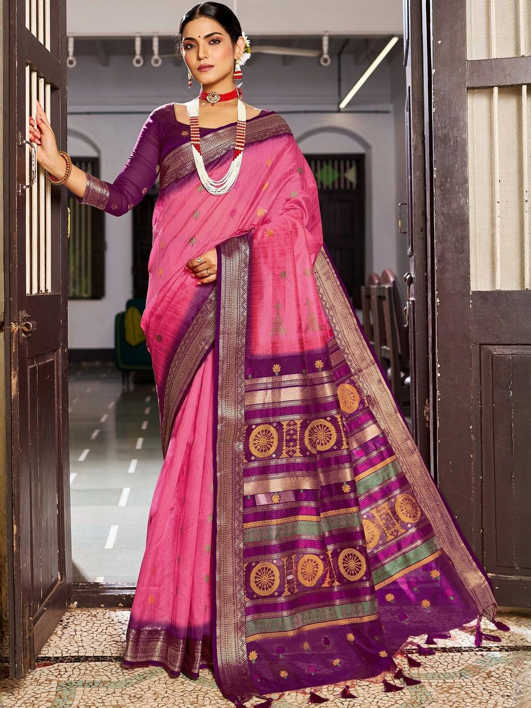 KALINI Pink Paithani Sarees