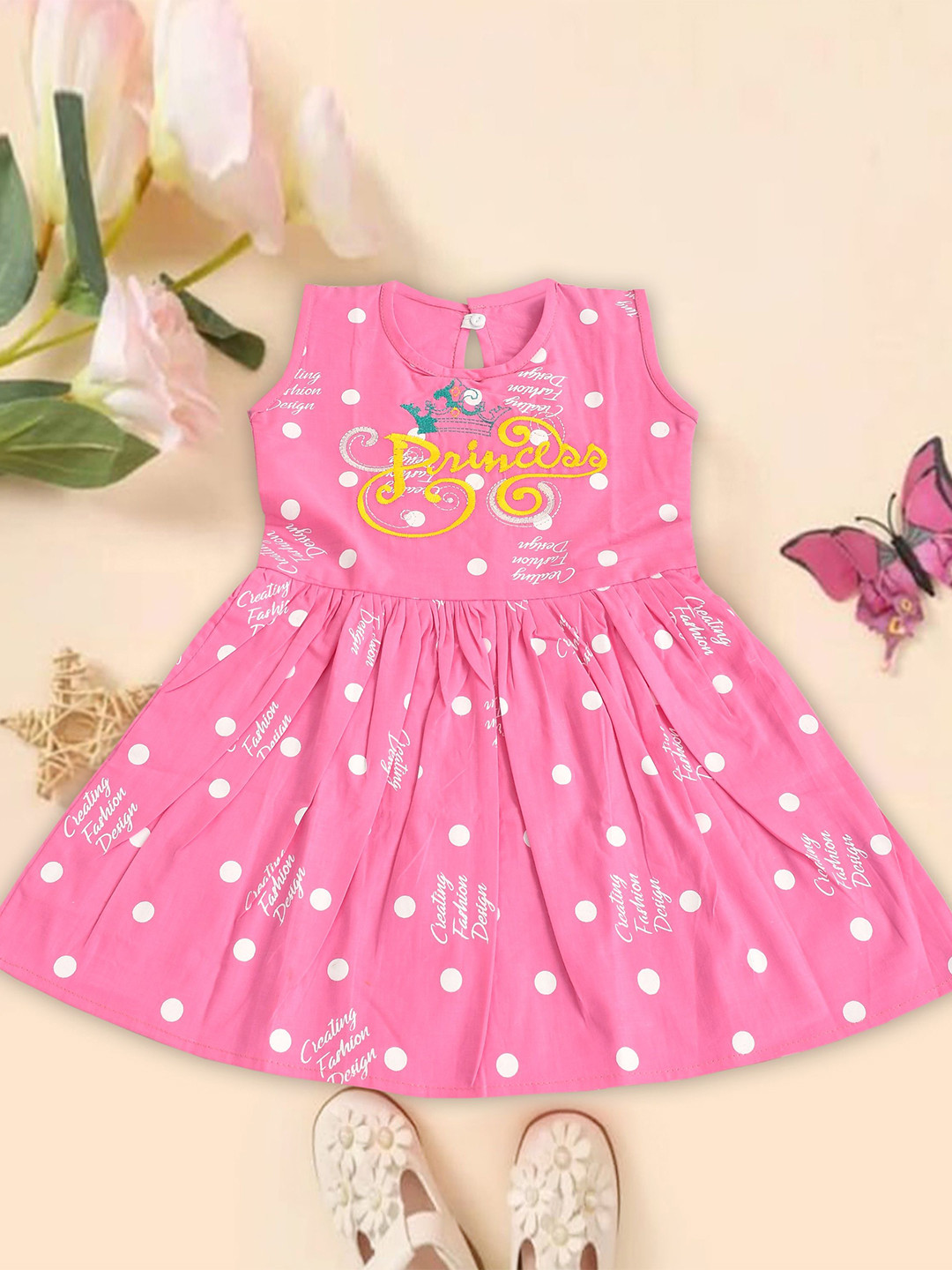 Sevgi Girls Polka Dot Print Fit And Flare Dress