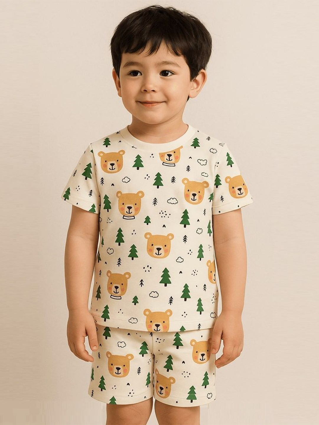 Jam & Sugar Boys Animal Printed Round Neck T-shirt With Shorts