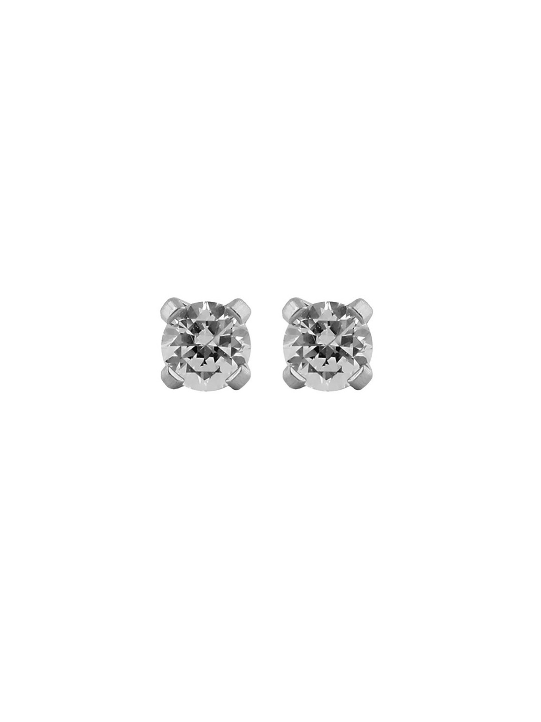STUDEX Stainless Steel Silver-Plated Cubic Zirconia Studded Square Shaped Studs