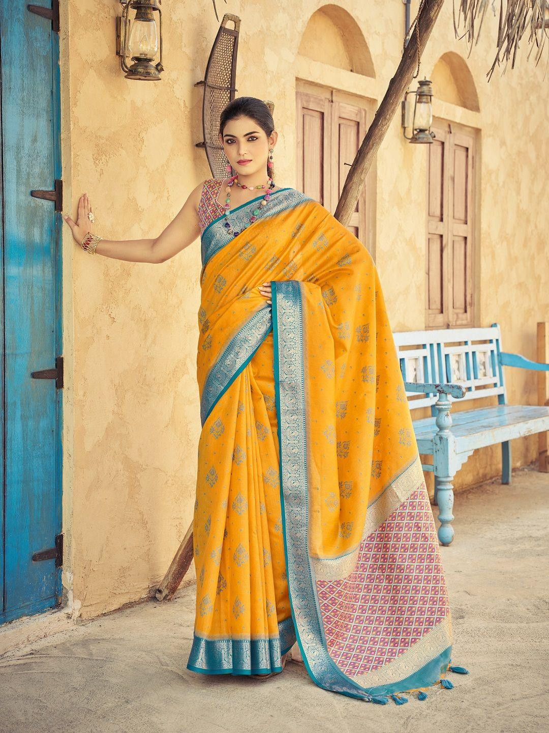 KALINI Yellow Banarasi Sarees