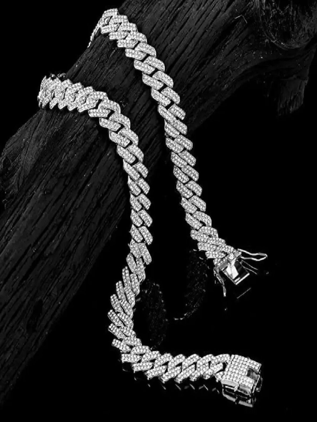 Vivity Unisex Silver-Plated Cubic Zirconia Studded Choker Chain