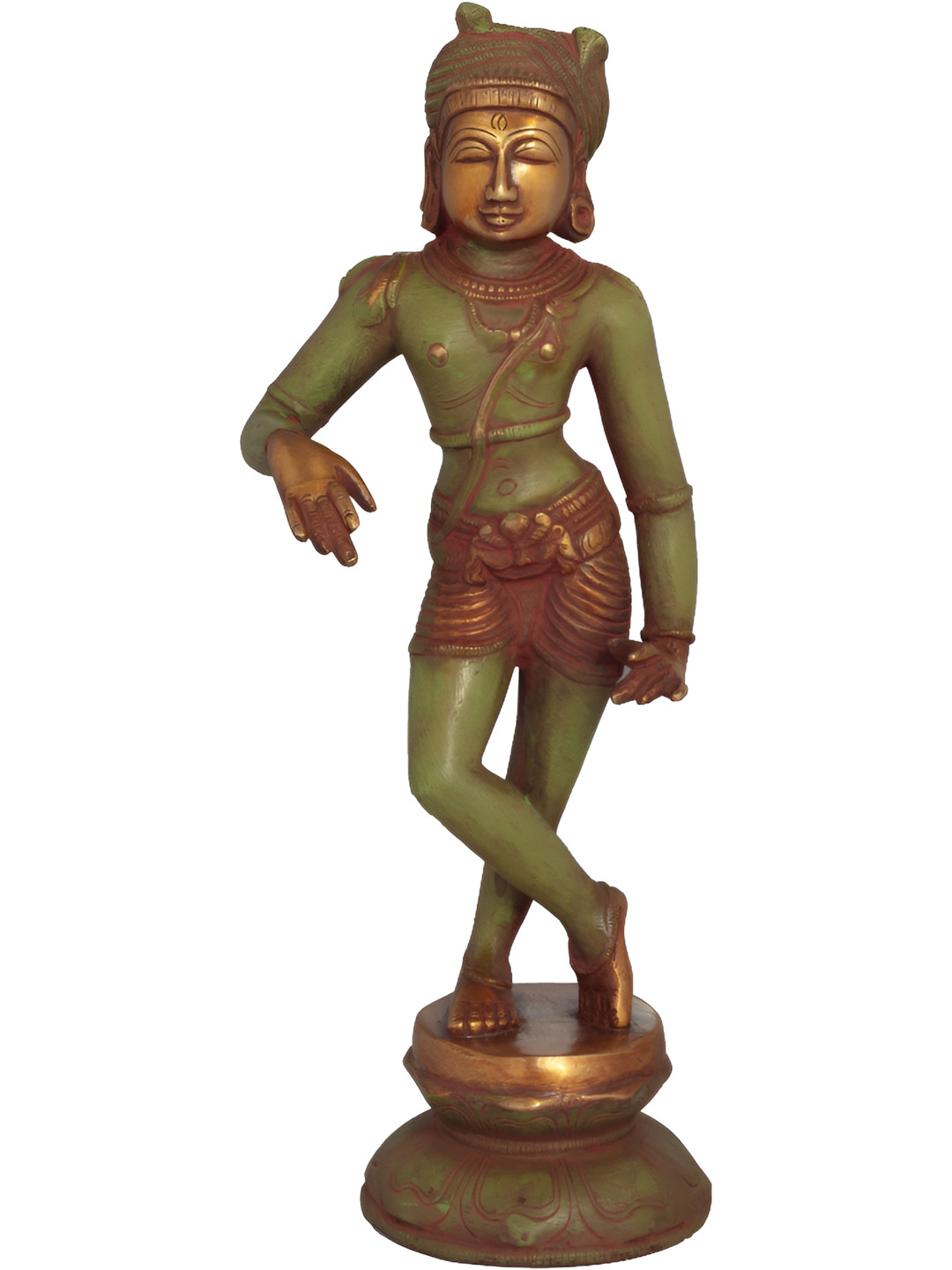 Exotic India Green & Gold-Toned Lord Vrishavahana Shiva Religious Brass Idol Showpiece