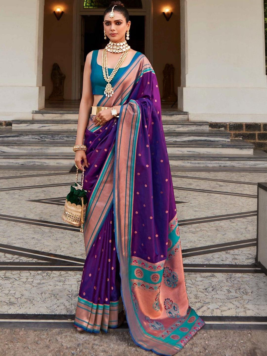 KALINI Purple Paithani Sarees