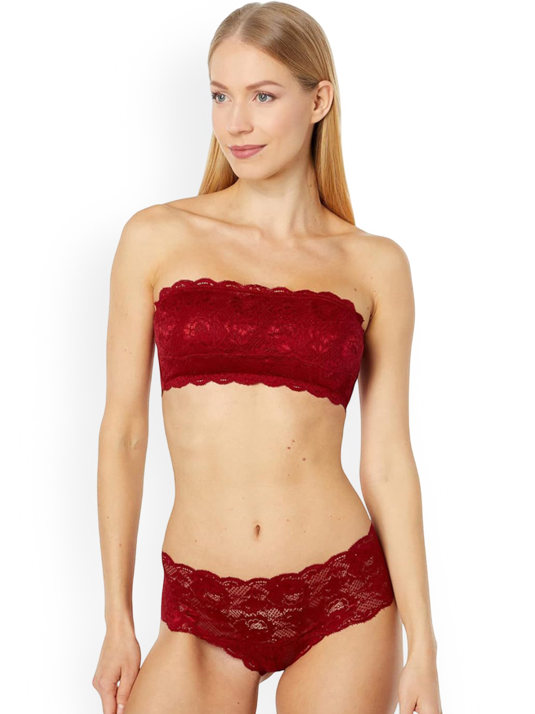 BRACHY Self-Designed Half-coverage Non-Wired Lightly Padded Lingerie Set BCA_LACETUBESET1-