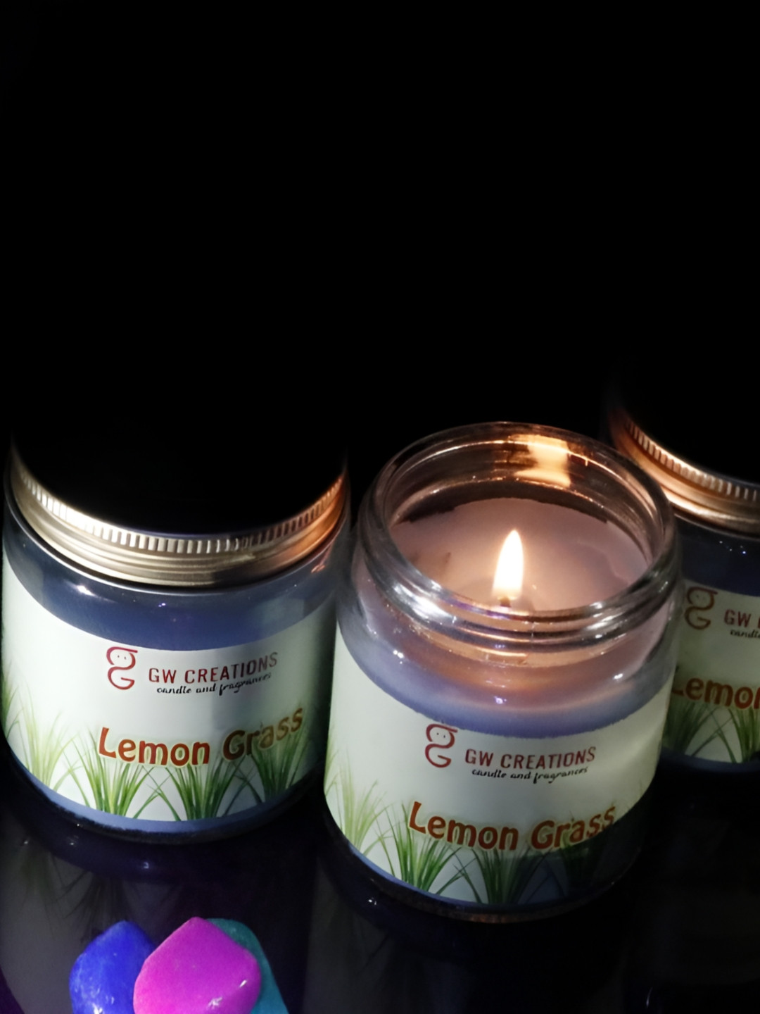 Aura Cylindrical Scented 1 Wick Lavender Solid Geometric Regular Jar Candles
