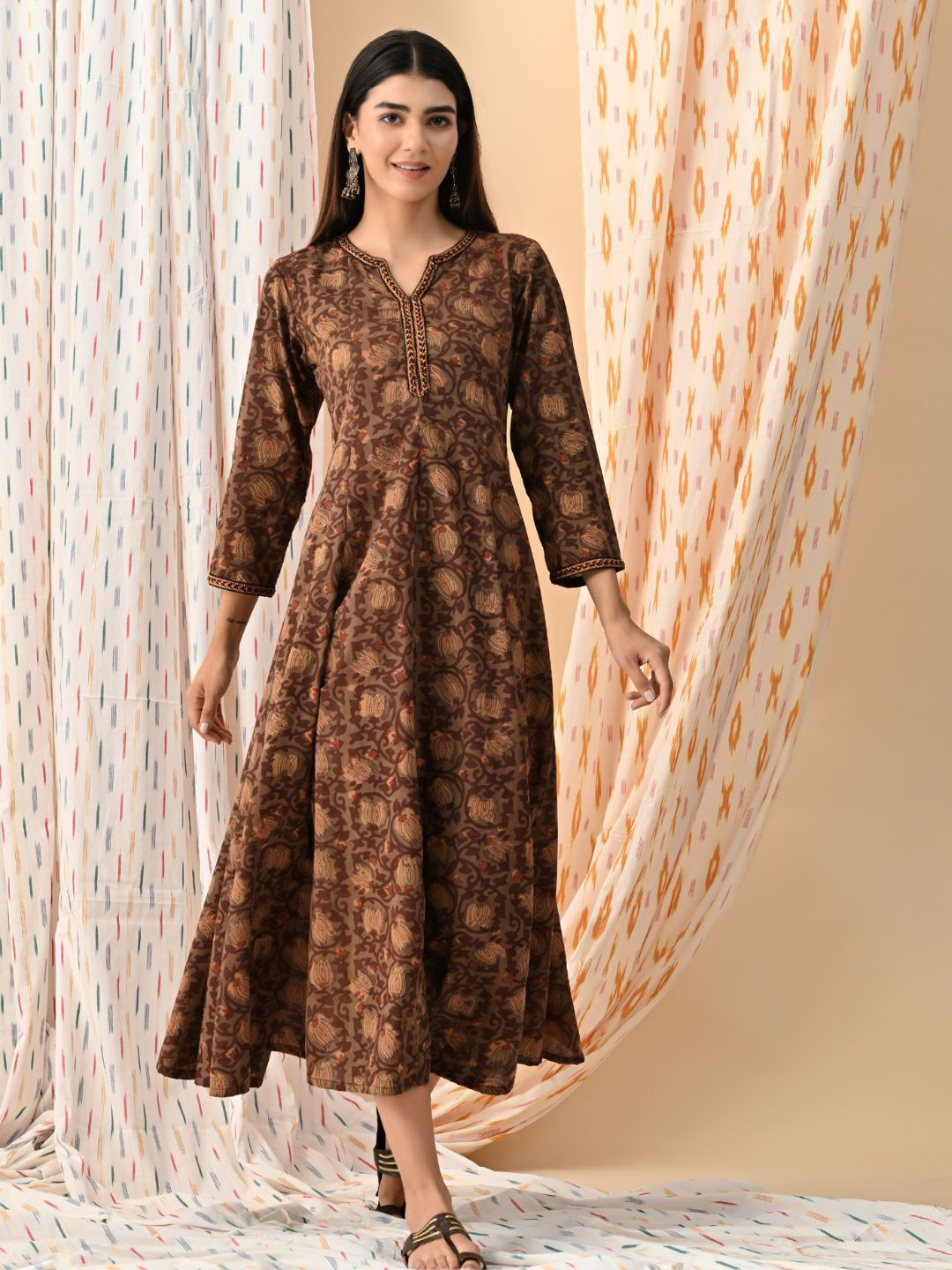 Bohemian Dream Bohemian Printed Cotton A-Line Midi Dress