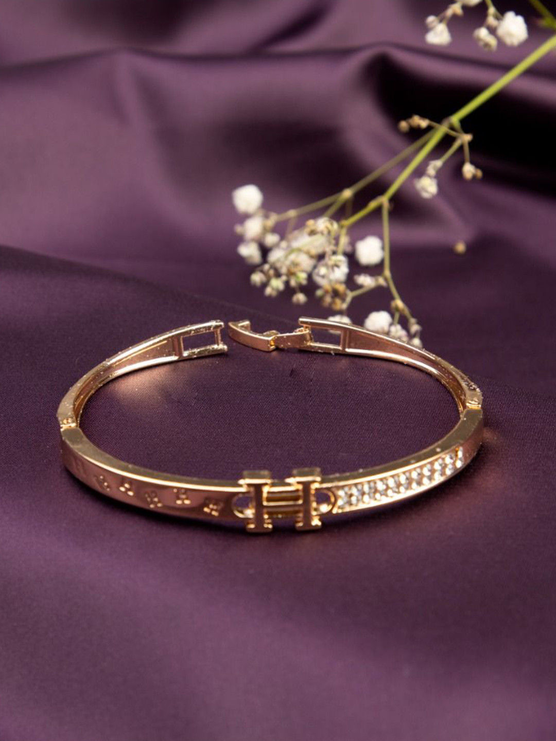 LA FILLE D'OR Gold-Plated Cubic Zirconia Wraparound Bracelet