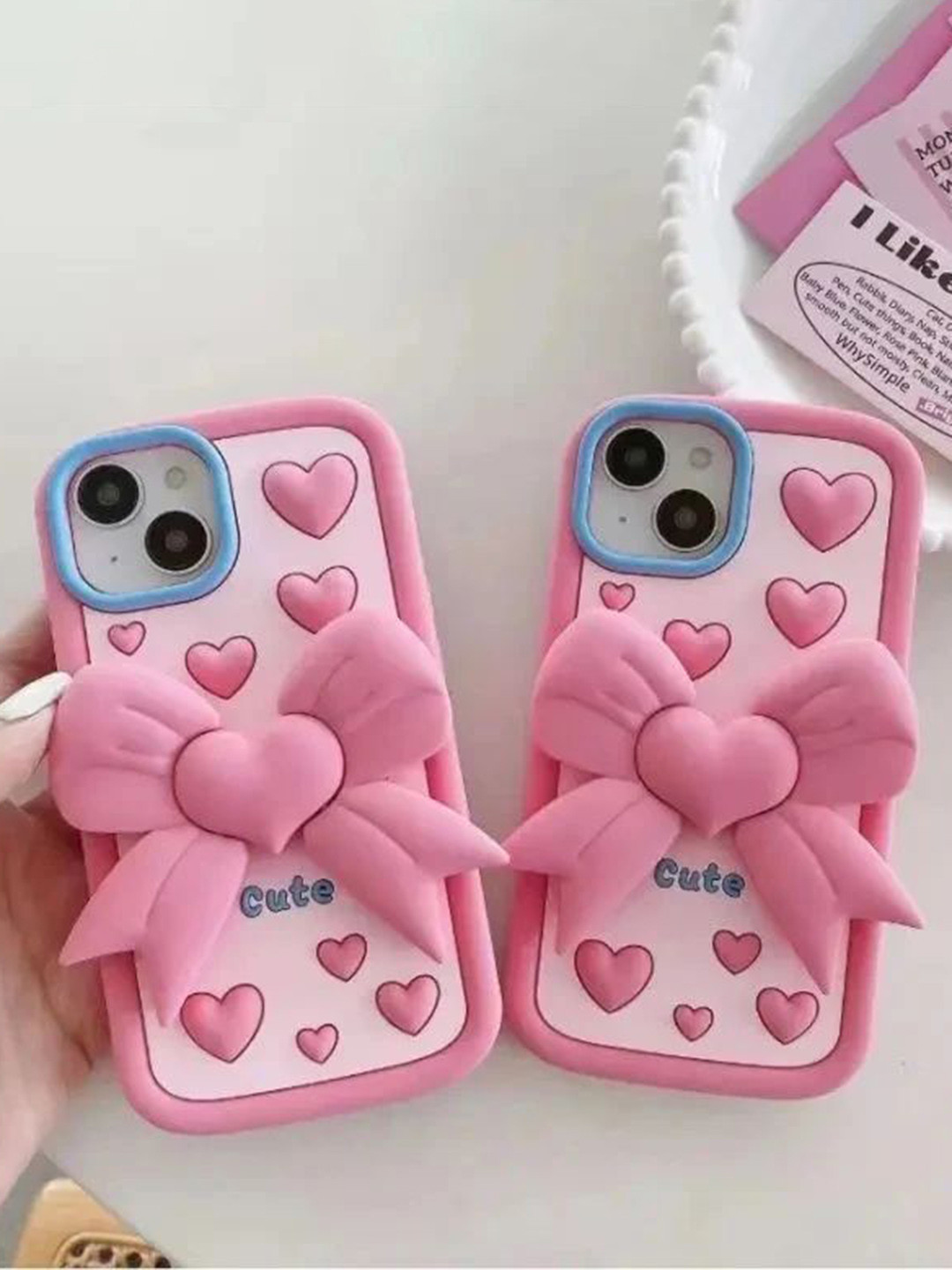 CASE CREATION iPhone 15 Pro 3D Love Cute Heart Butterfly Bumper Case