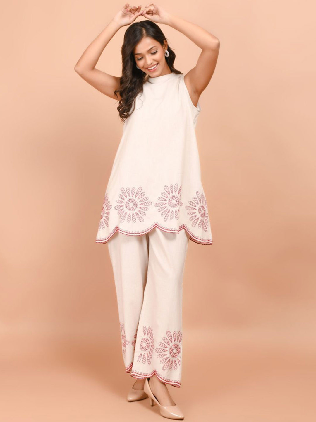 AUTUMN LANE Pawan Embroidered Cotton Tunic With Trouser Co-Ords