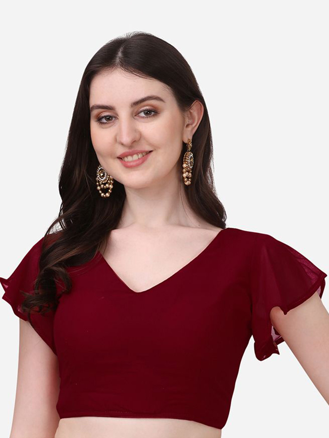 HERE&NOW Georgette Bell Sleeve Readymade Saree Blouse