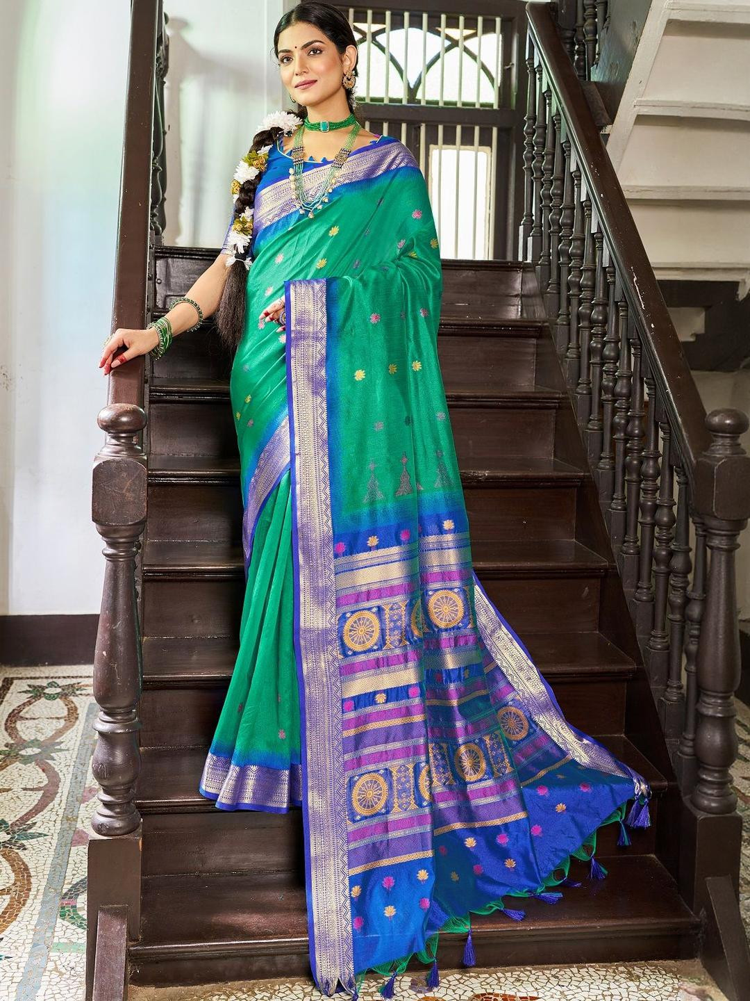KALINI Green Paithani Sarees