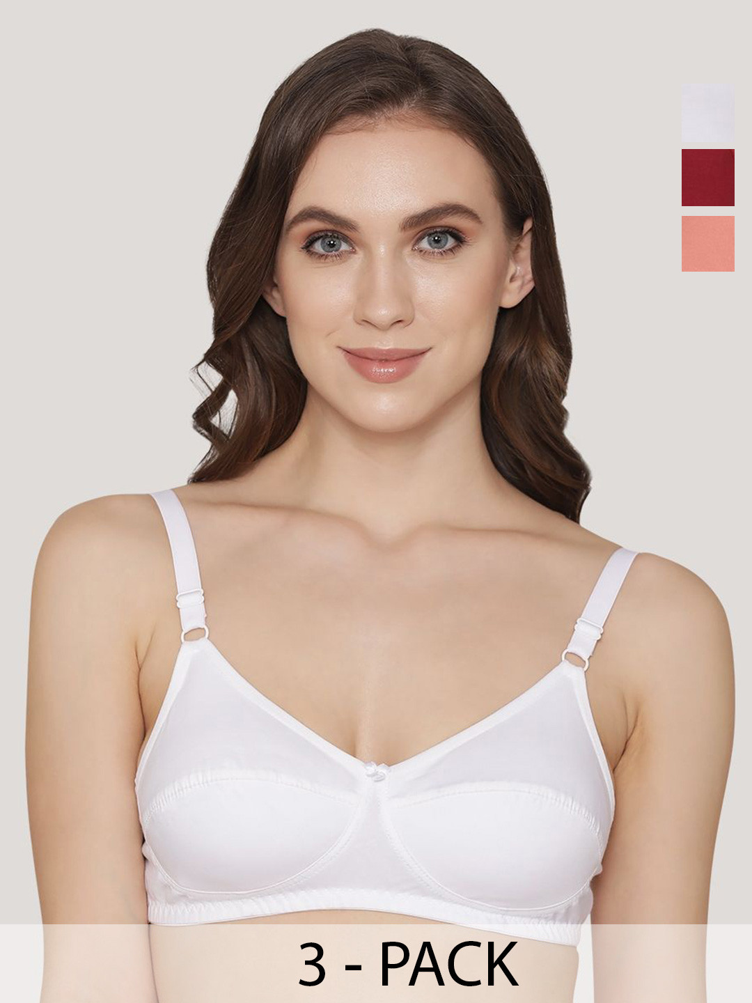 K LINGERIE Manvi Wirefree  Women Pack of 3 Cotton Everyday Bra