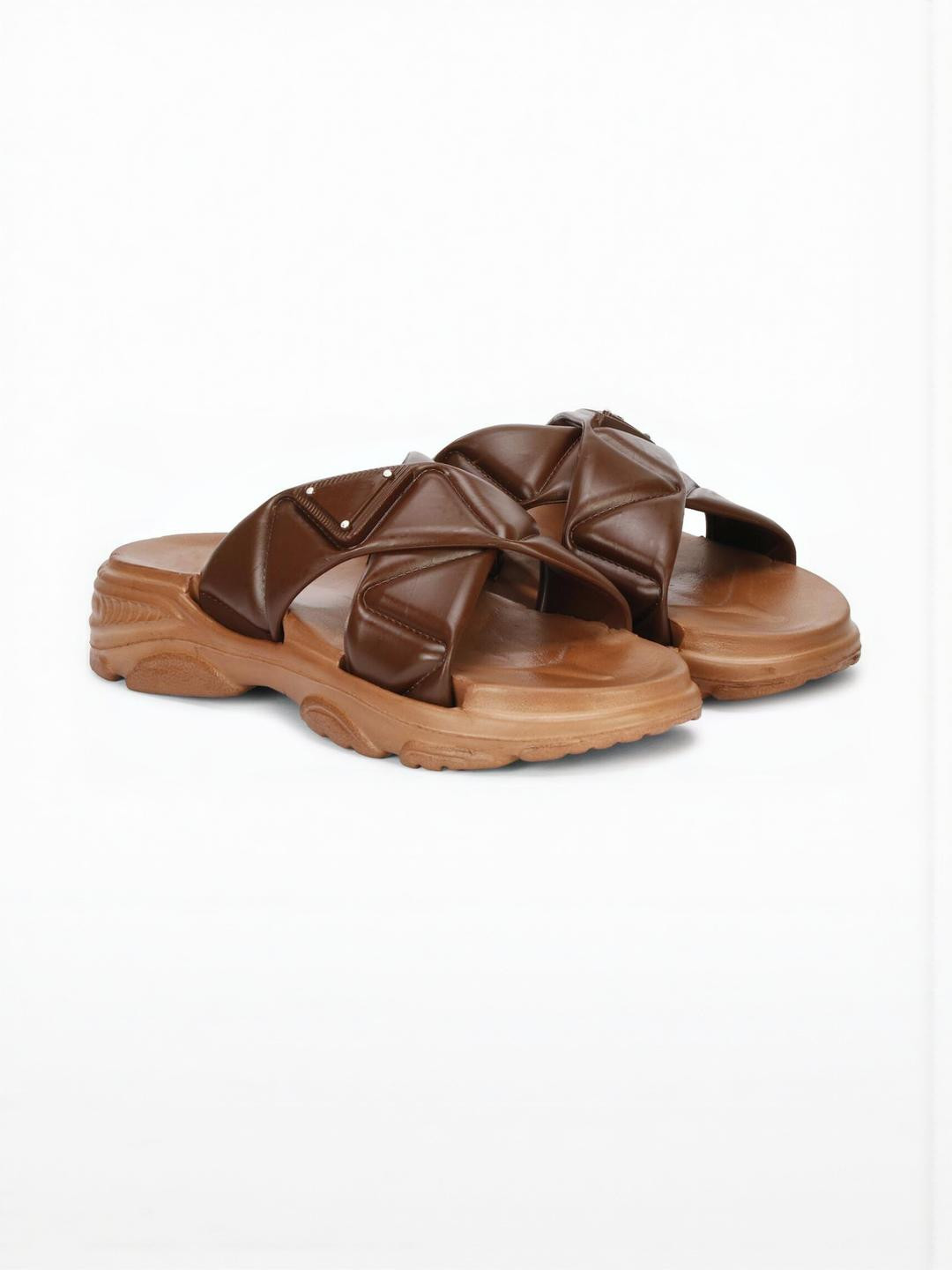 DRACKFOOT Women Tan Mesh Comfort Sandals