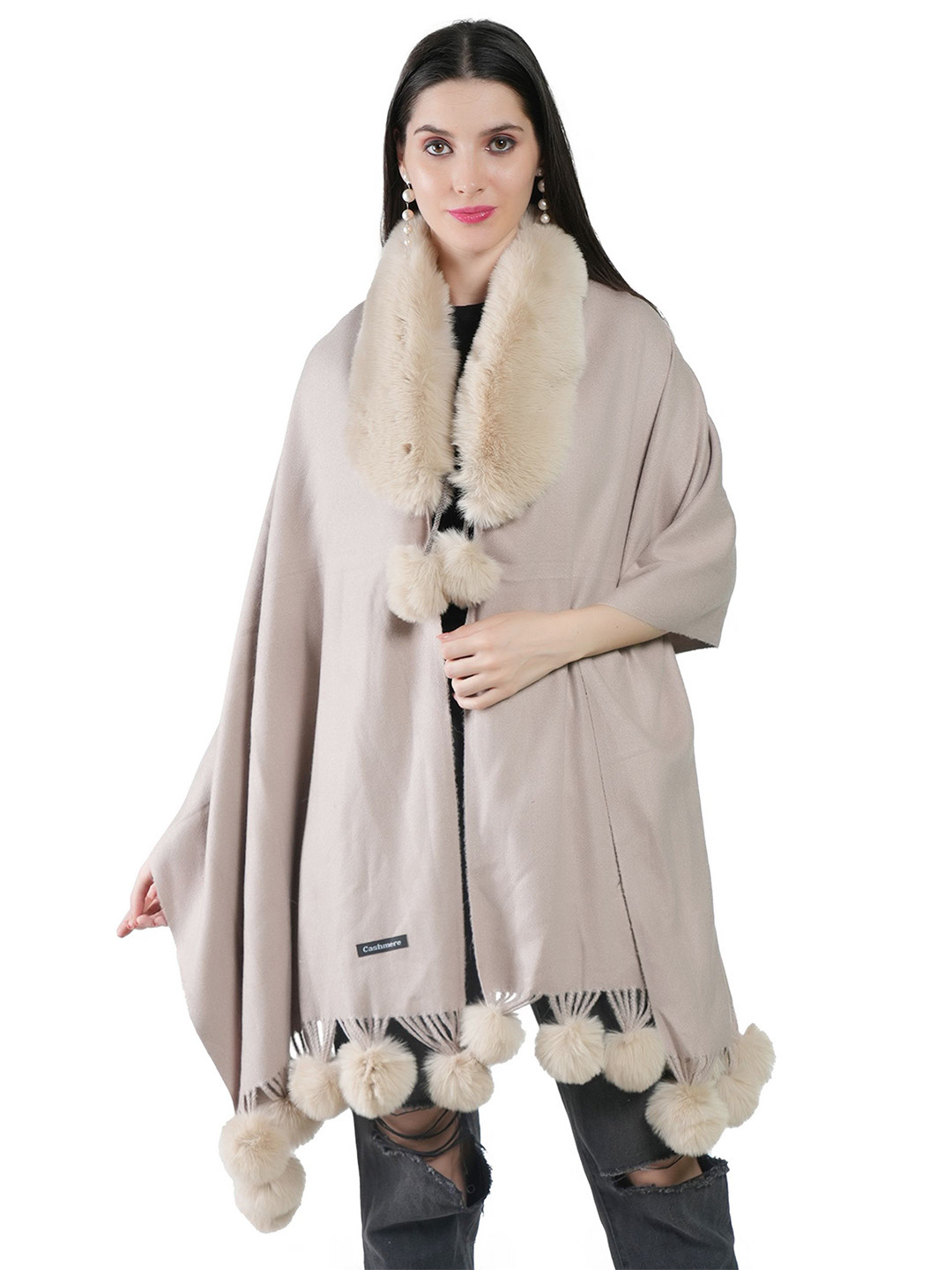 Manra Faux Fur Pure Woolen Winter Shrug Shawl
