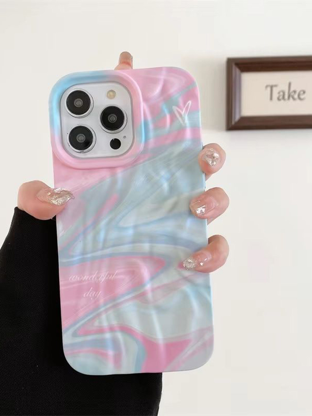 CASE CREATION iPhone 15 3D Luxury Rainbow Wonderful Day Wavy Back Case