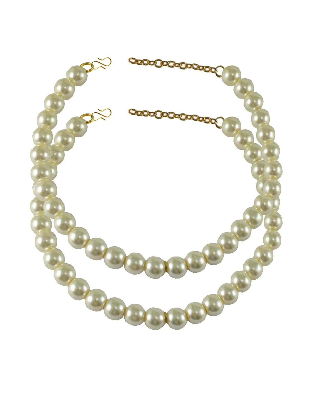 Vidhya Kangan White Moti-Gold Plated Brass Anklet