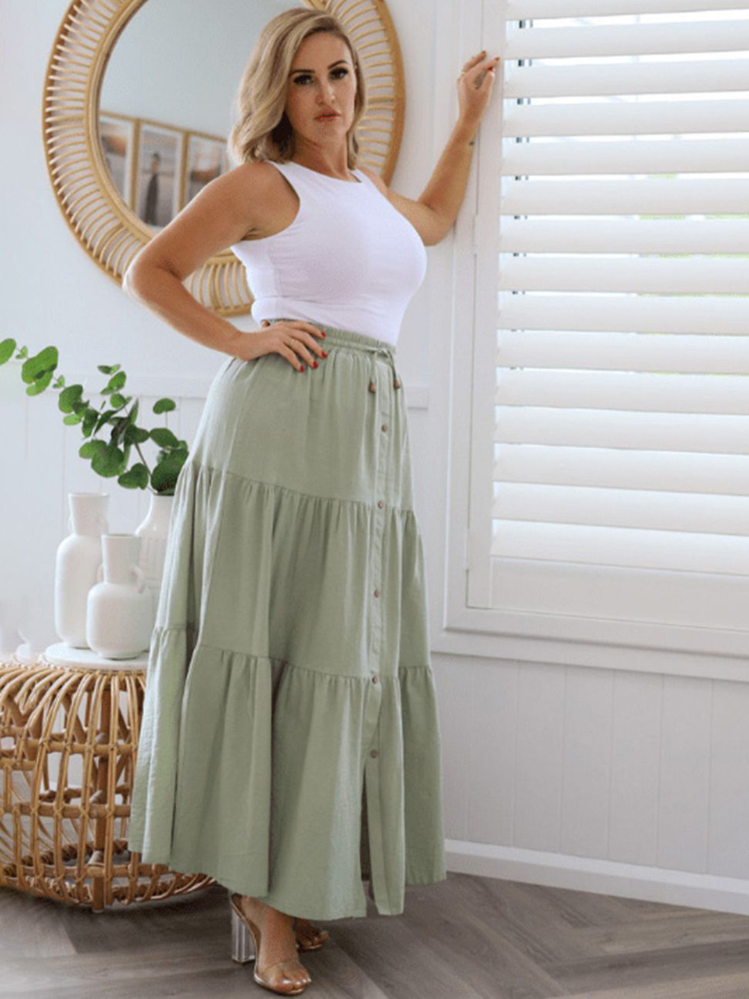 JC Mode Layered Flared Maxi Skirt